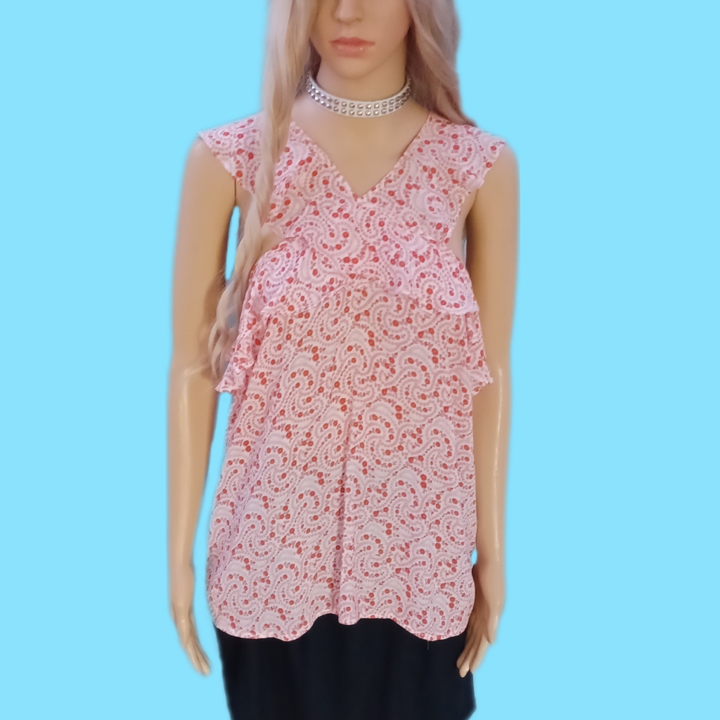 New! Aqua L Ruffle Halter Tank Top